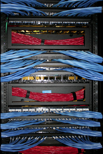 blue and red cables